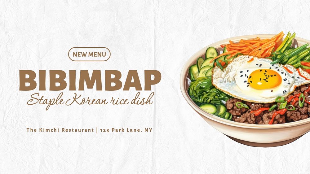 Bibimbap blog banner template, editable text