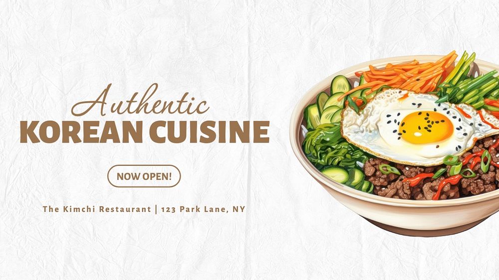 Korean cuisine blog banner template, editable text