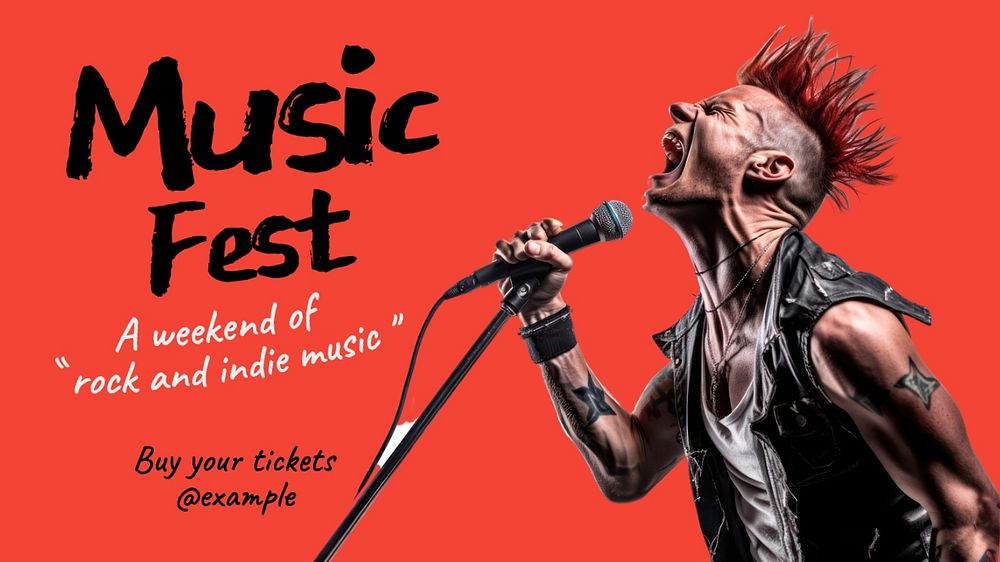 Music fest blog banner template, editable text