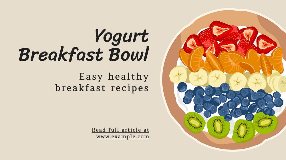 Yogurt breakfast blog banner template, editable text
