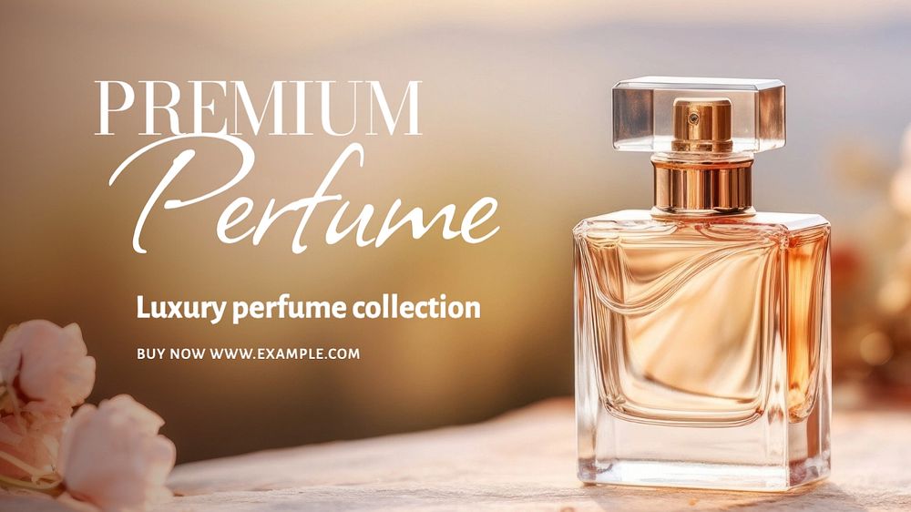 Premium perfume blog banner template, editable text