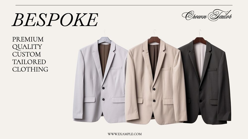 Bespoke clothes tailor blog banner template, editable text