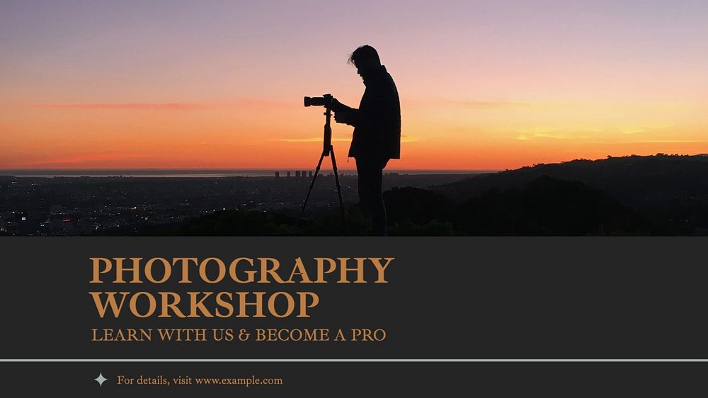 Photography workshop blog banner template, editable text