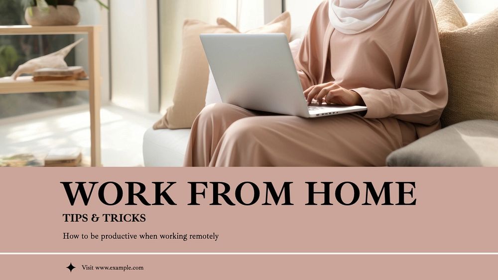 Work from home blog banner template, editable text