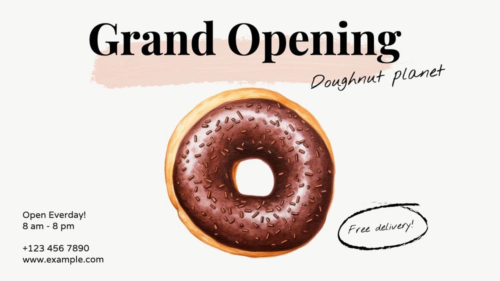 Grand opening blog banner template, editable text