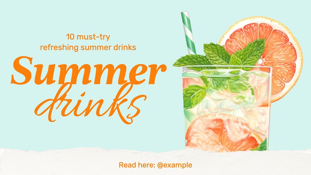 Summer drinks blog banner template, editable text