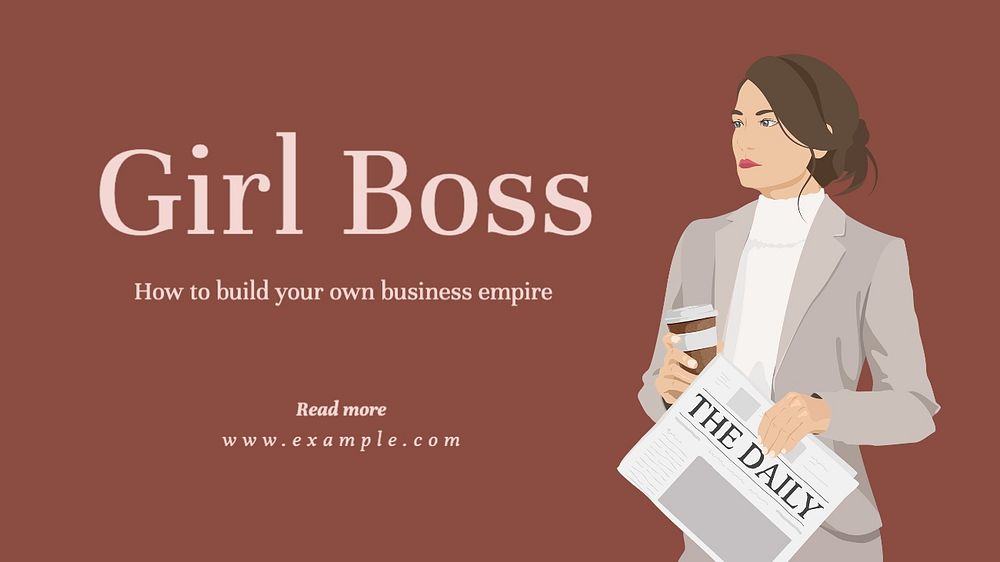 Girl boss blog banner template, editable text