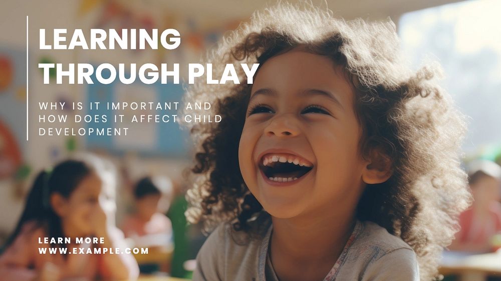 Learning through play blog banner template, editable text