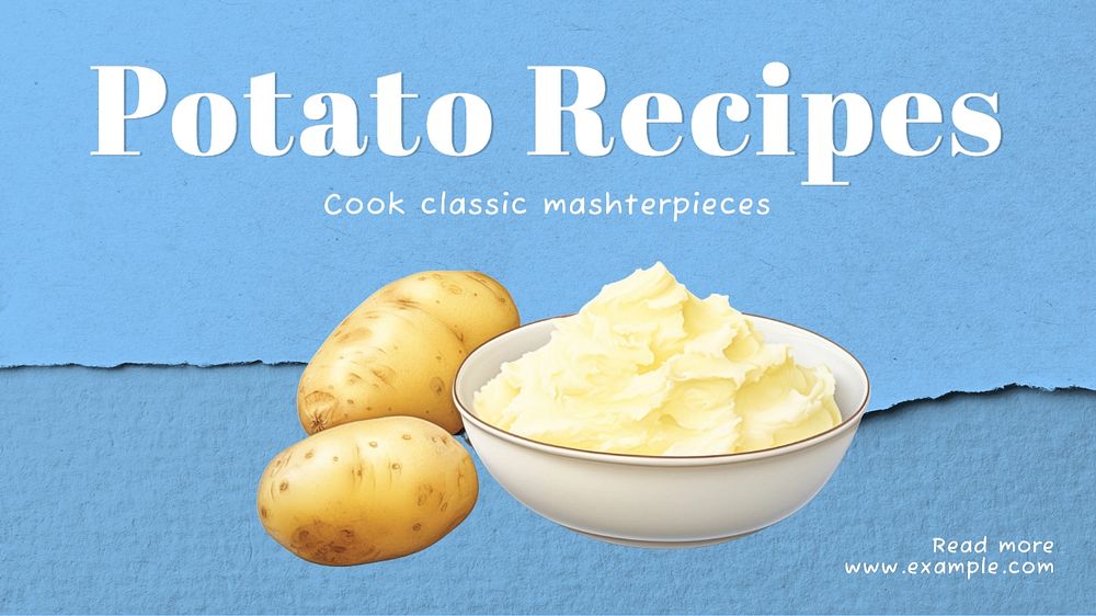 Potato recipes blog banner template, editable text