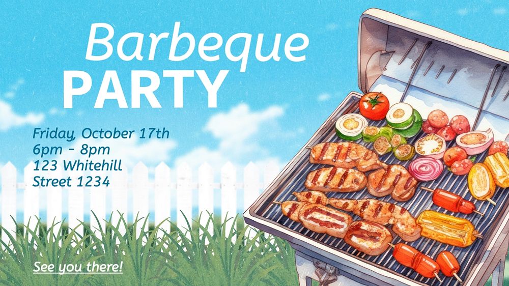 Barbeque party blog banner template, editable text