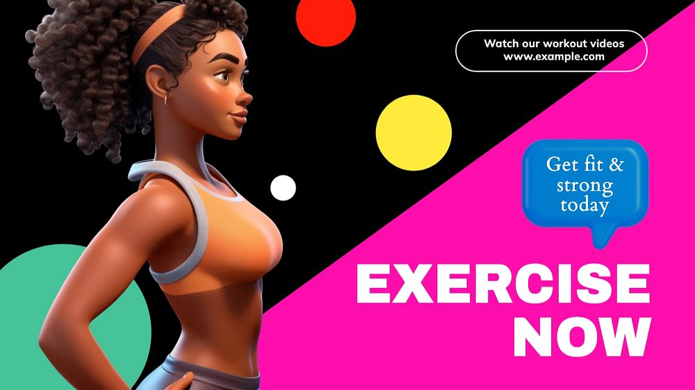 Exercise now blog banner template, editable text