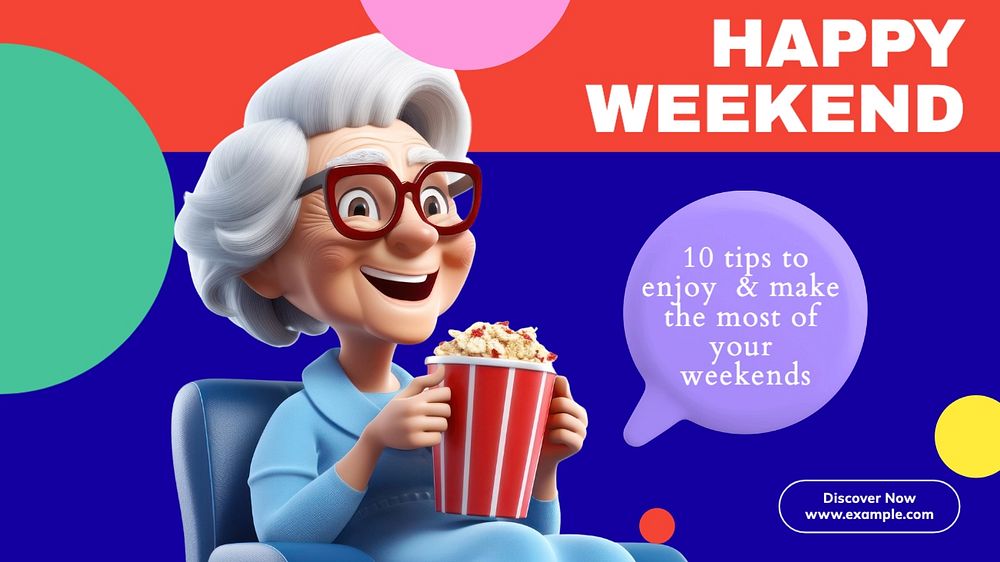 Happy weekend blog banner template, editable text