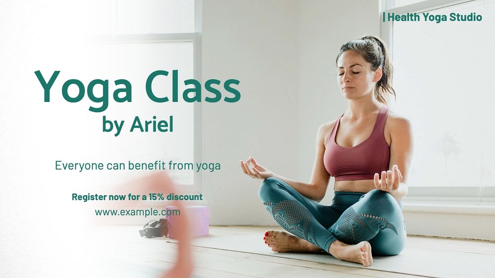 Senior yoga class blog banner template, editable text