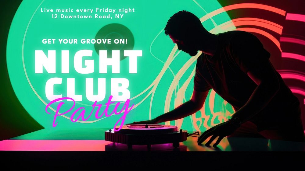 Night club party blog banner template, editable text