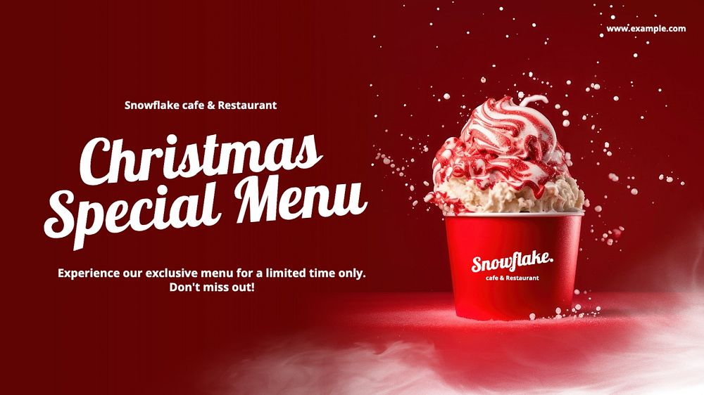 Christmas menu blog banner template, editable text