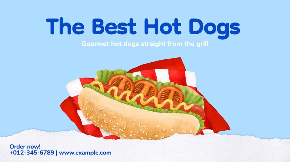 Hot dogs blog banner template, editable text