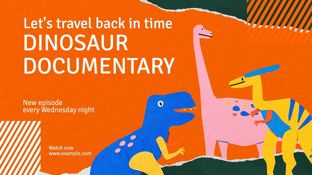 Dinosaur documentary blog banner template, editable text