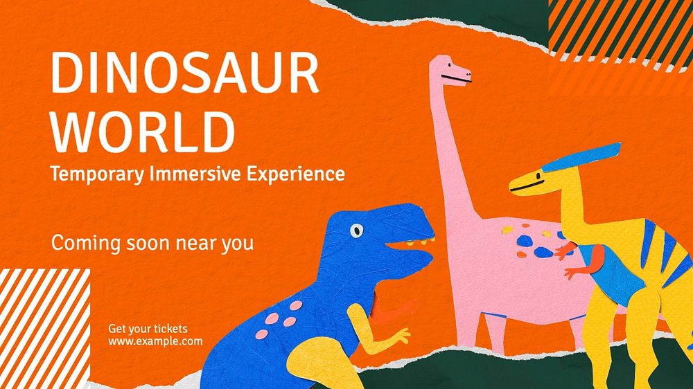 Dinosaur world blog banner template, editable text