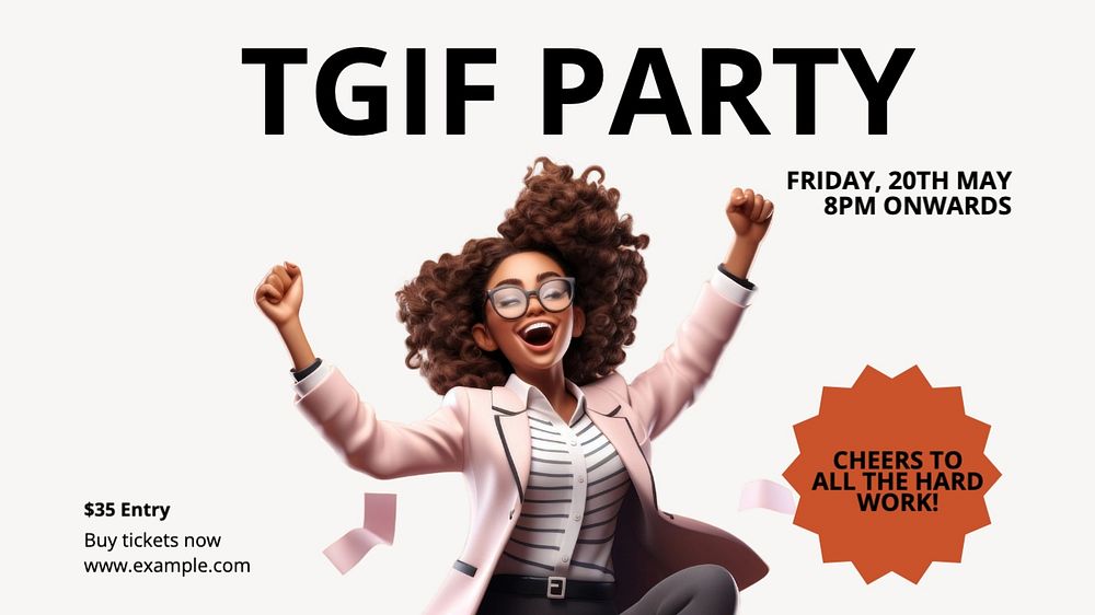 TGIF party blog banner template, editable text