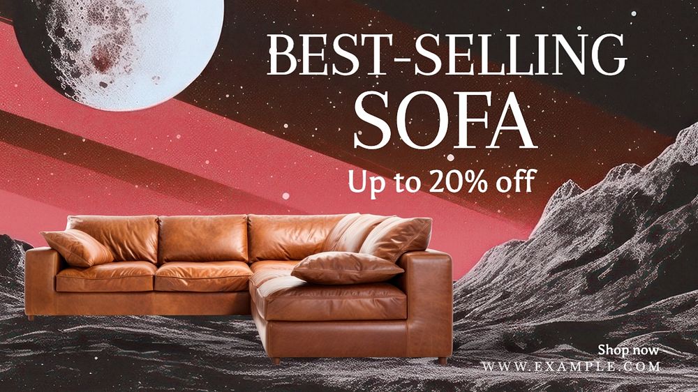 Best selling sofa blog banner template, editable text