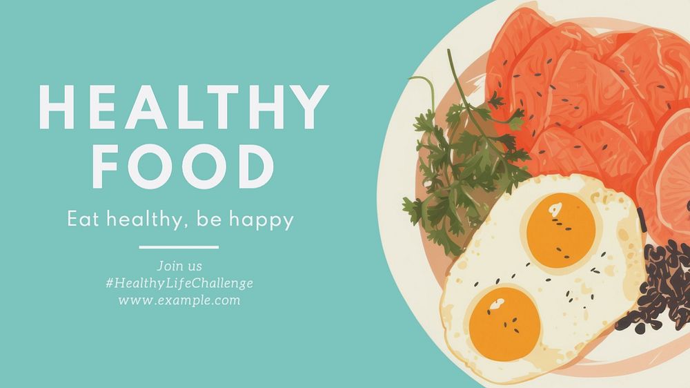 Healthy Food blog banner template, editable text