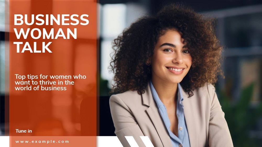 Businesswoman talk blog banner template, editable text