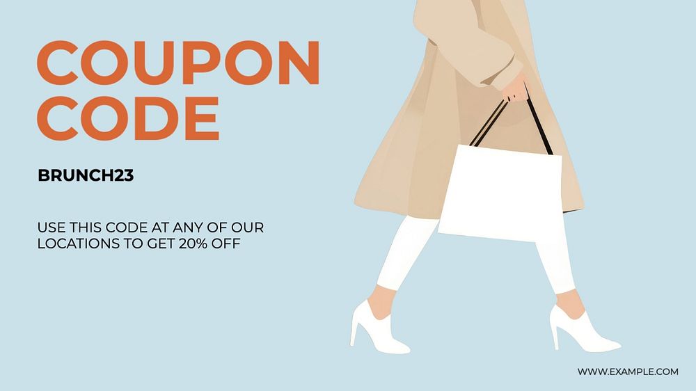 Coupon code blog banner template, editable text