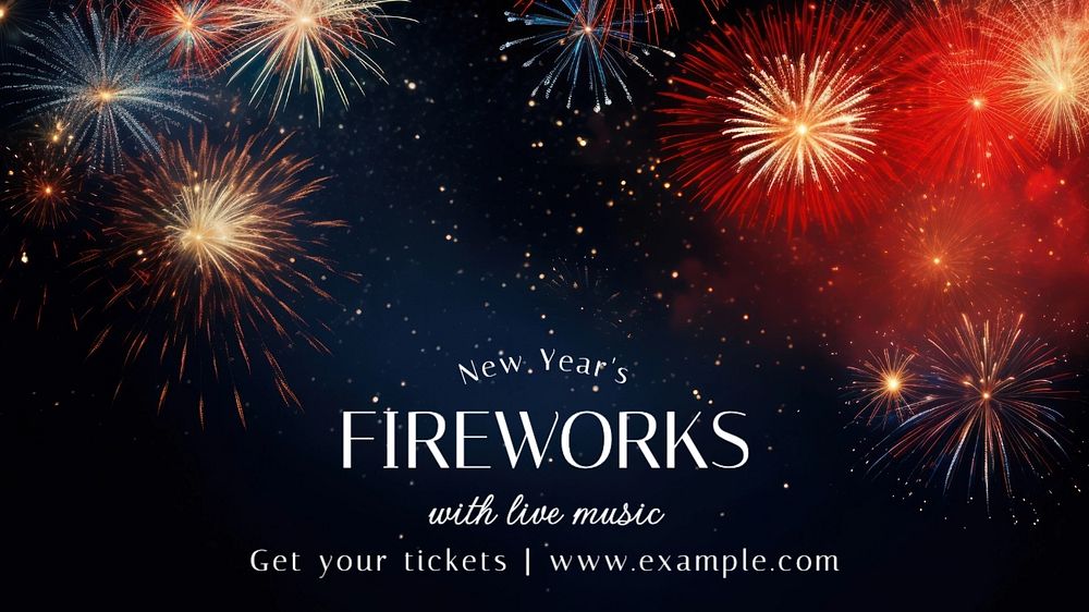 New Year's fireworks blog banner template, editable text