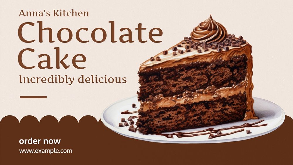 Chocolate cake blog banner template, editable text