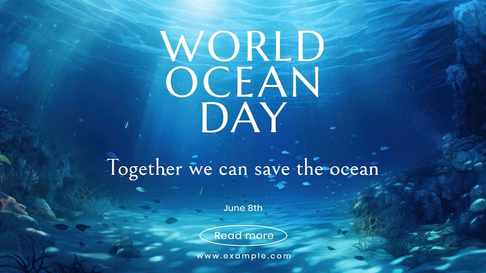 World ocean day blog banner template, editable text