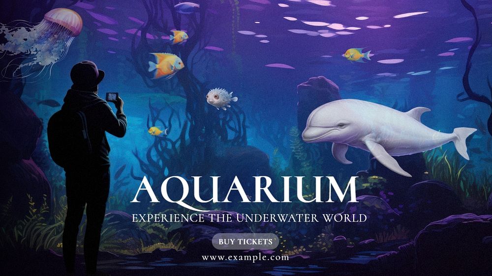 Aquarium blog banner template, editable text