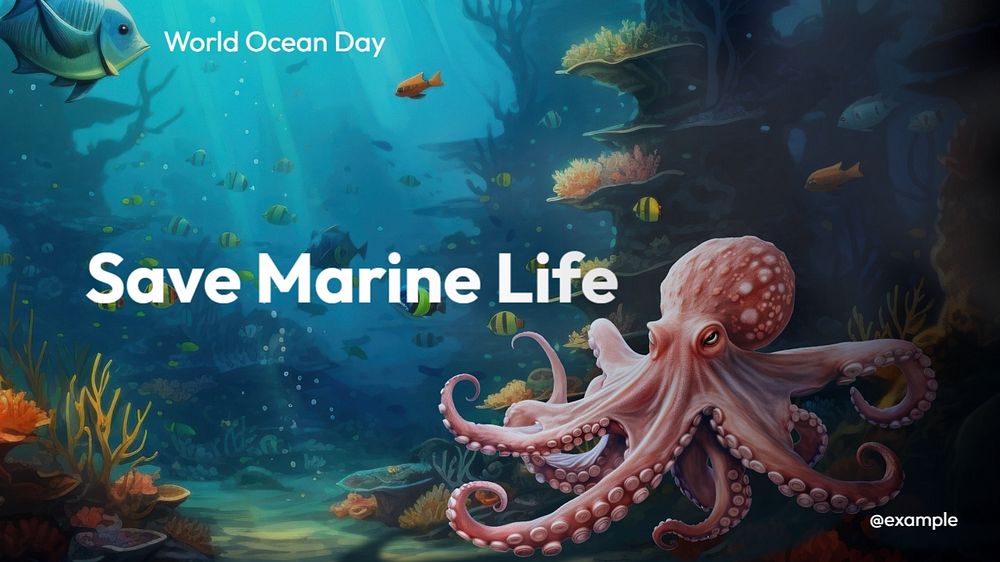 Save marine life blog banner template, editable text