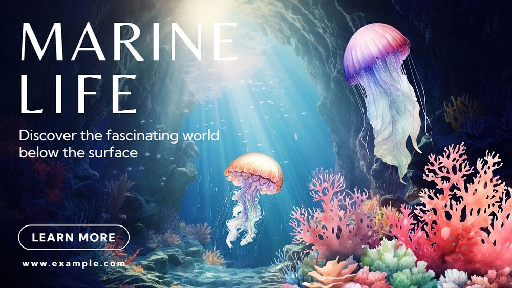 Marine life blog banner template, editable text