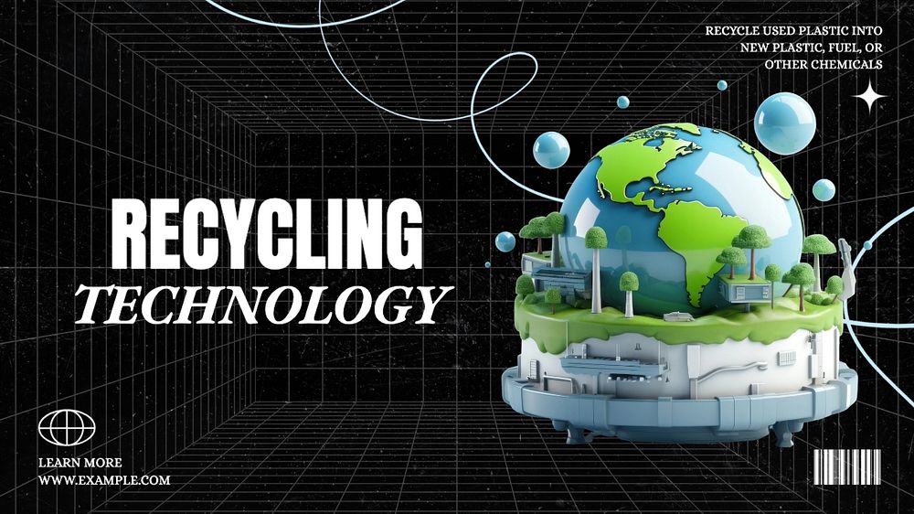 Recycling tech blog banner template, editable text
