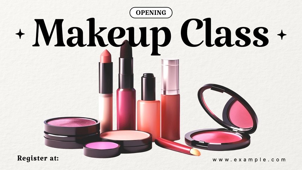 Makeup class blog banner template, editable text