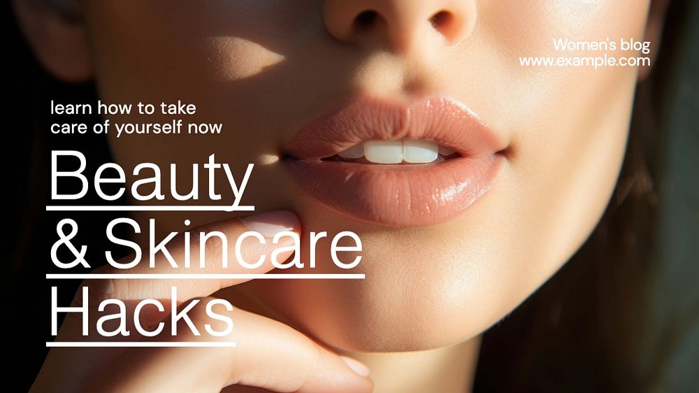 Beauty & skincare hacks blog banner template, editable text