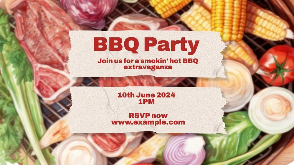 BBQ party blog banner template, editable text