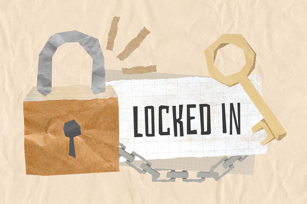 Locked in, lock and key paper craft remix, editable design