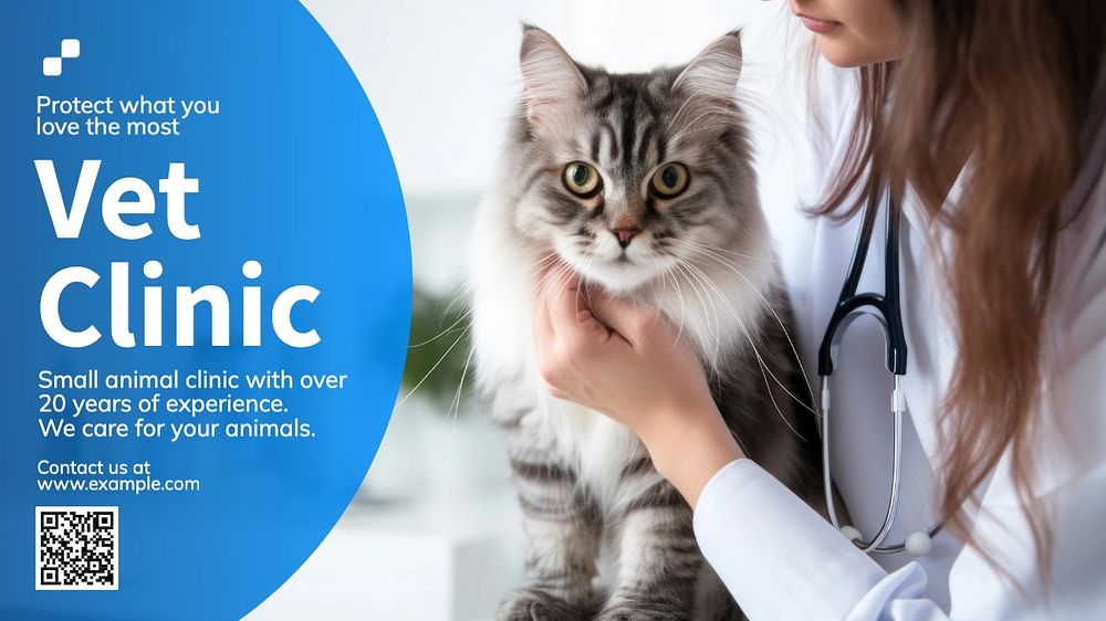 Vet clinic blog banner template, editable text