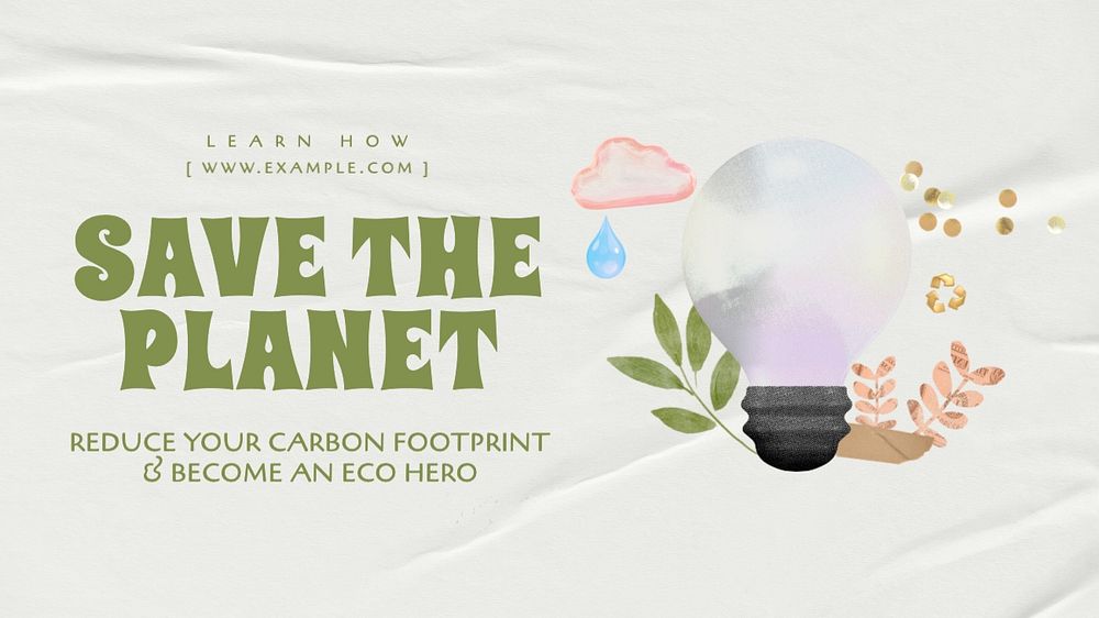 Save the planet blog banner template, editable text