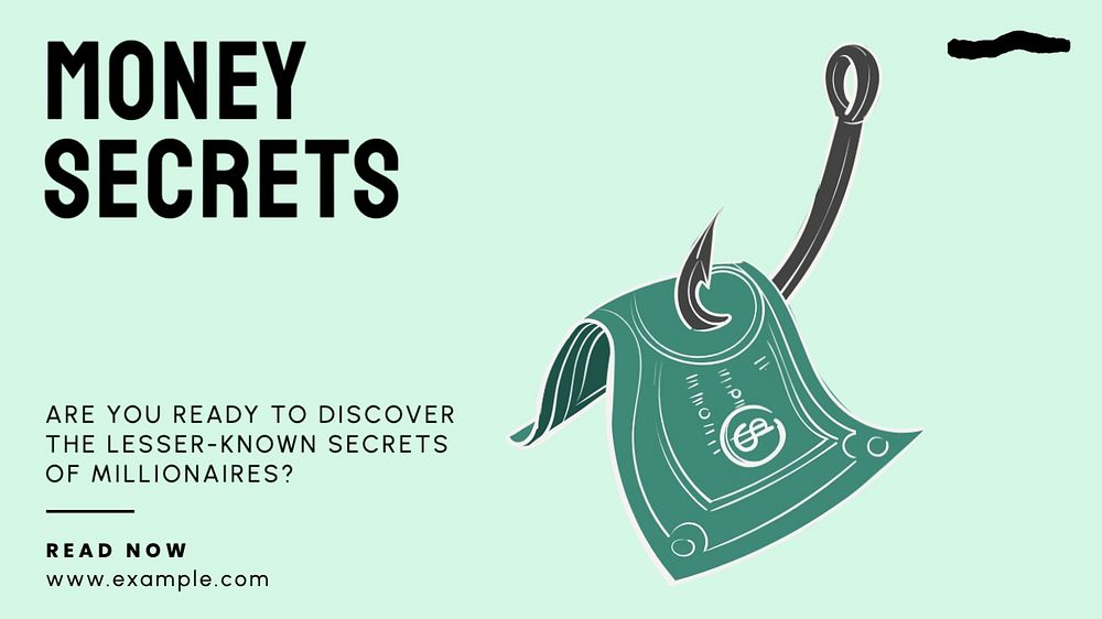 Money secrets blog banner template, editable text