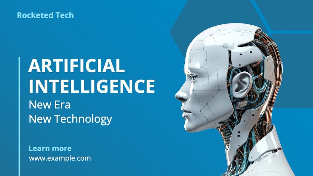 Artificial intelligence blog banner template, editable text