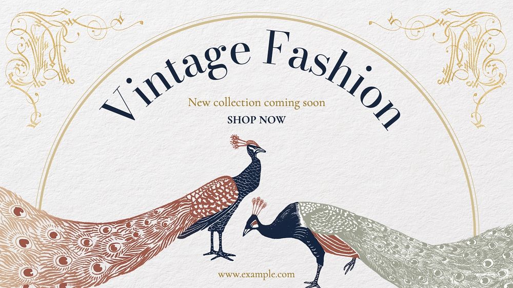 Vintage fashion blog banner template, editable text