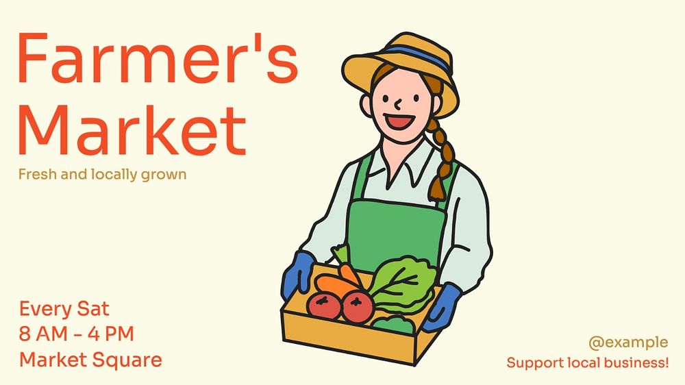 Farmer's market blog banner template, editable text