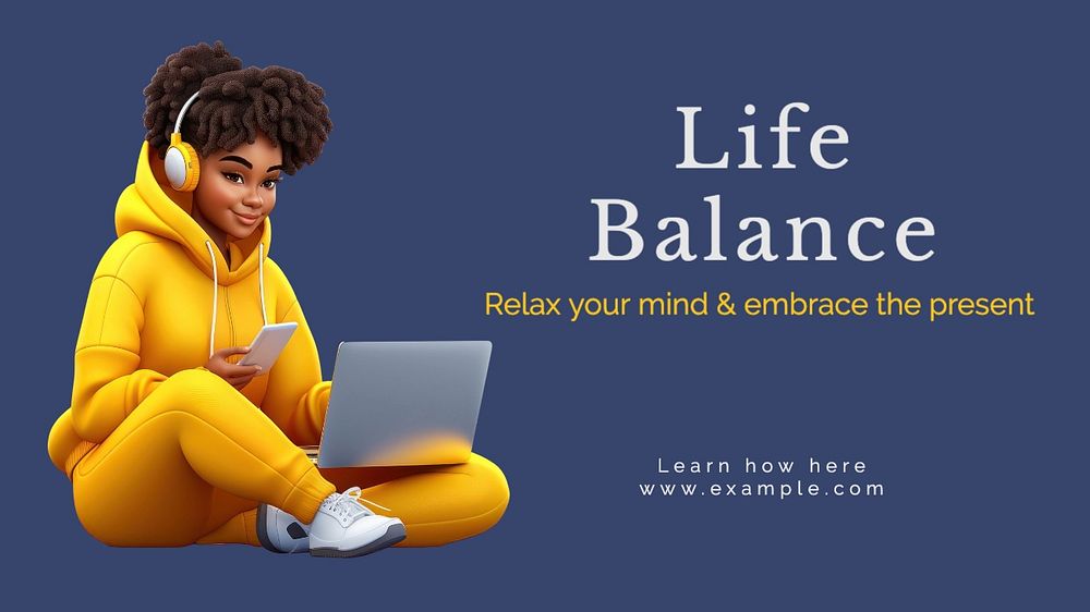 Life balance blog banner template, editable text