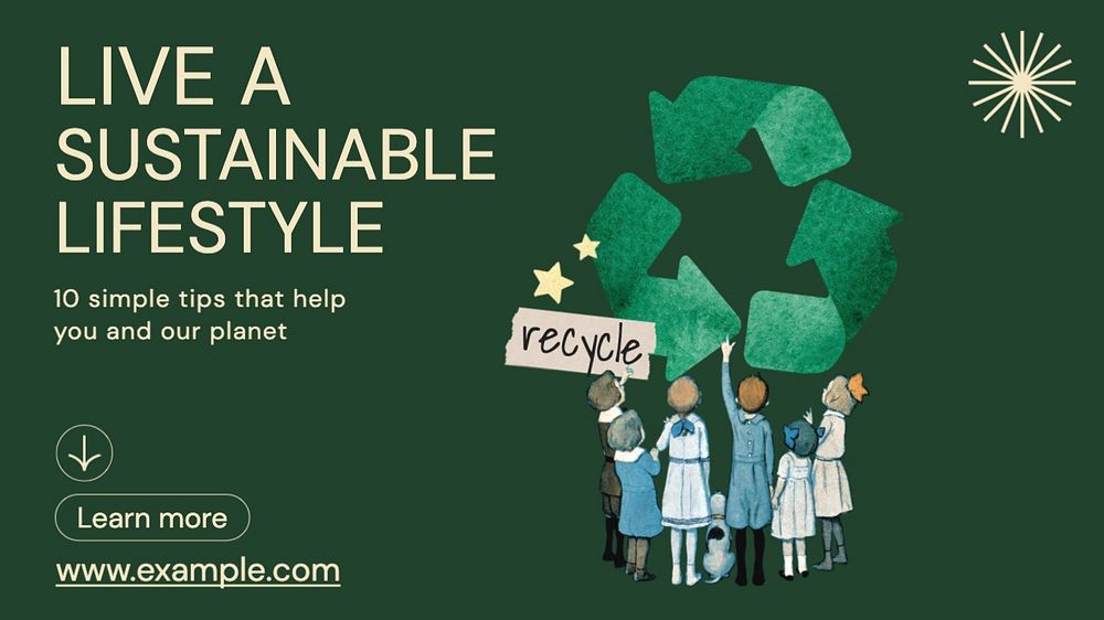 Sustainable lifestyle blog banner template, editable text