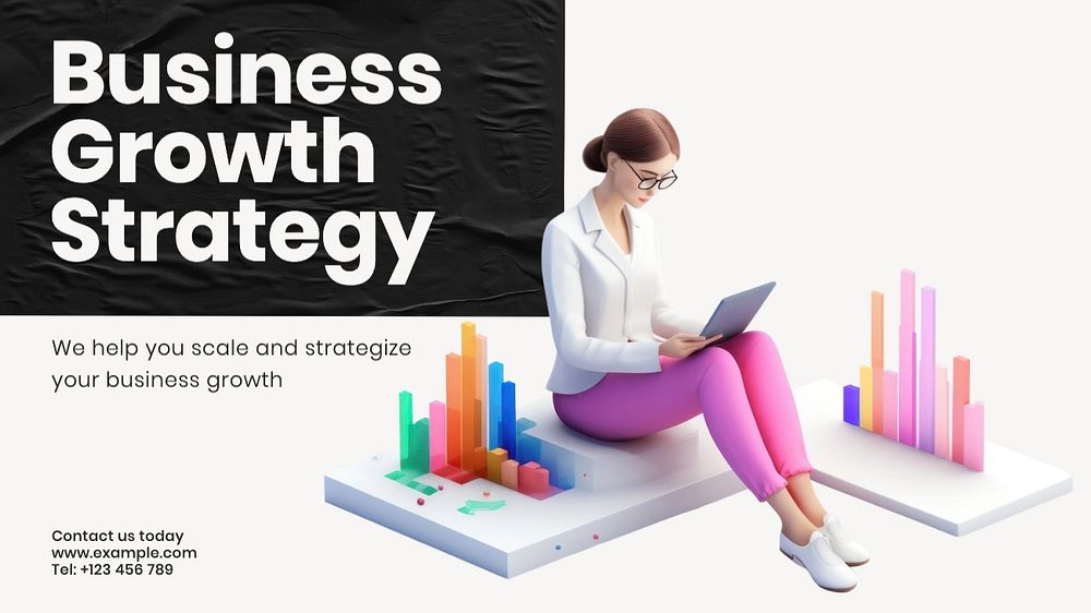 Business growth blog banner template, editable text