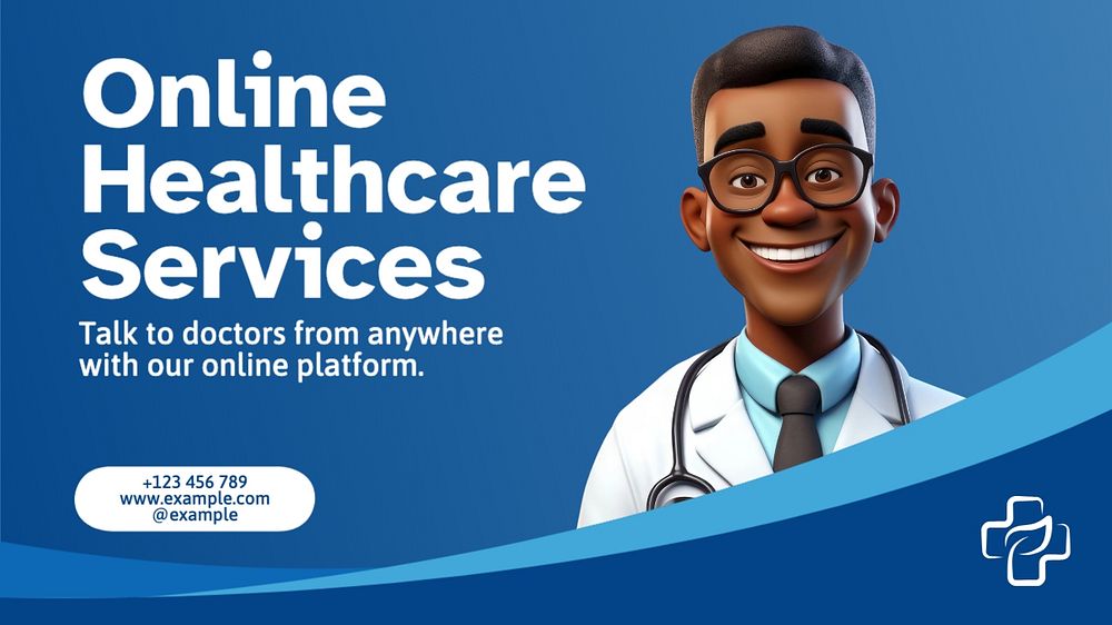 Online Healthcare Services blog banner template, editable text