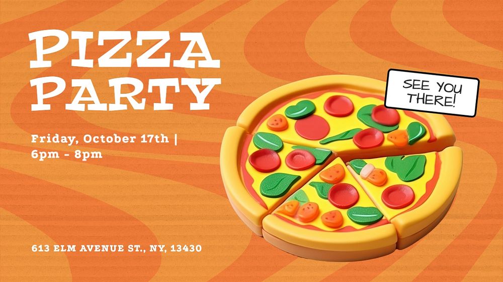 Pizza party invitation blog banner template, editable text