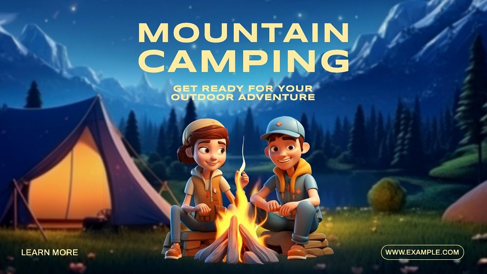 Mountain camping blog banner template, editable text